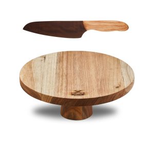 My Butchers Block – Cake Stand Small with Cake Knife – Imbuila blade, Ash Handle Combo