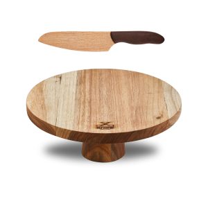 My Butchers Block – Cake Stand Small with Cake Knife – Ash blade, Imbuila Handle Combo